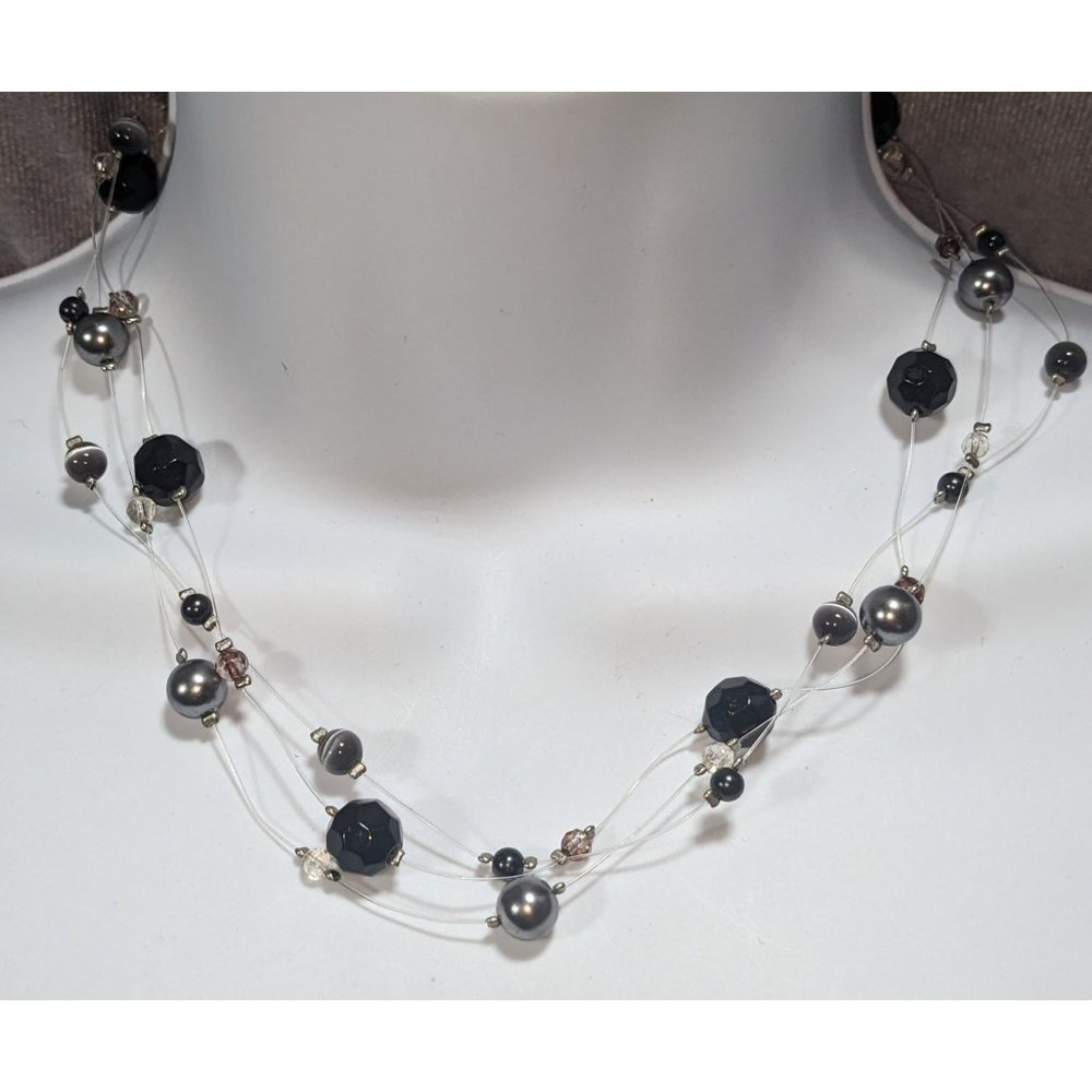 Black And Silver Floating Celestial Necklace